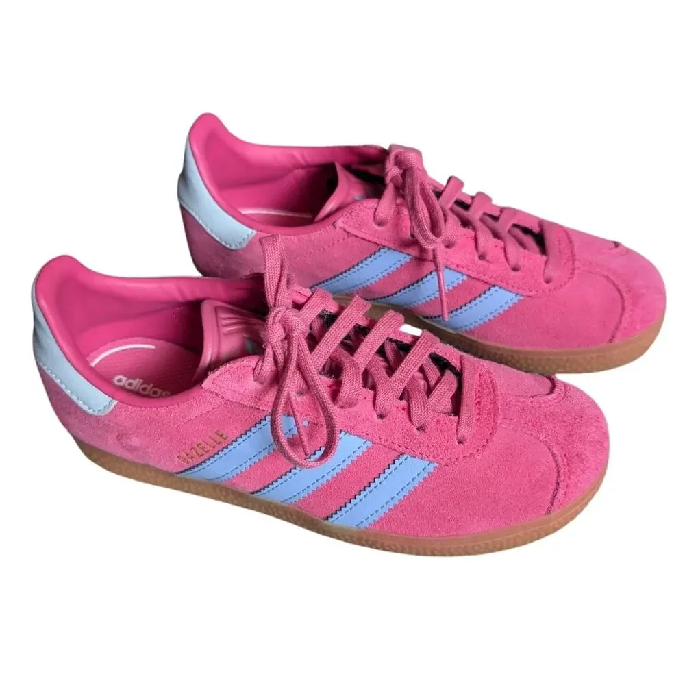 Shock Pink Blue Spark Adidas Gazelles JR5944 Size Youth 2